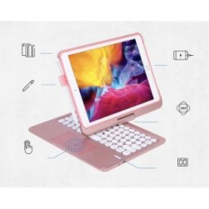 Case Synchro iPad 9 8 con tastiera tedesca Qwertz e stilo, rosa