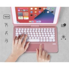 Case Synchro iPad 9 8 met Duits Qwertz en Stylus-toetsenbord, roze