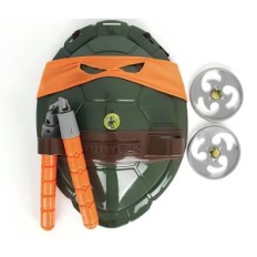 Sæt med interaktive ninja michelangelo skildpadder sæt med våben, rustning og shurikenes