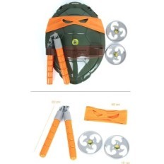 Conjunto de Tartarugas Interativas Ninja Michelangelo Set com armas, armaduras e shurikenes