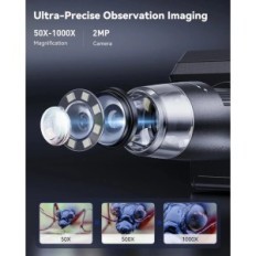 Sähköinen USB-mikroskooppi LCD-näytöllä ja 50-1000x zoomaus