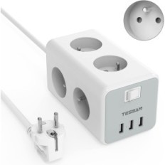 Tessan Power Strip med 6 stikkontakter og 3 USB TS-306 3M