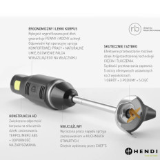 Efektivní ruční mixér mixéru s nastavením rychlosti 250W Hendi 222157