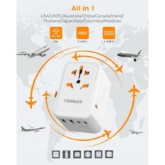 TESSAN Travel Adapter USB C, 65 v GAN Travel Adaptér pre rýchle načítanie