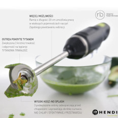 Misturador de liquidificador portátil eficiente com ajuste de velocidade de 250W Hendi 222157