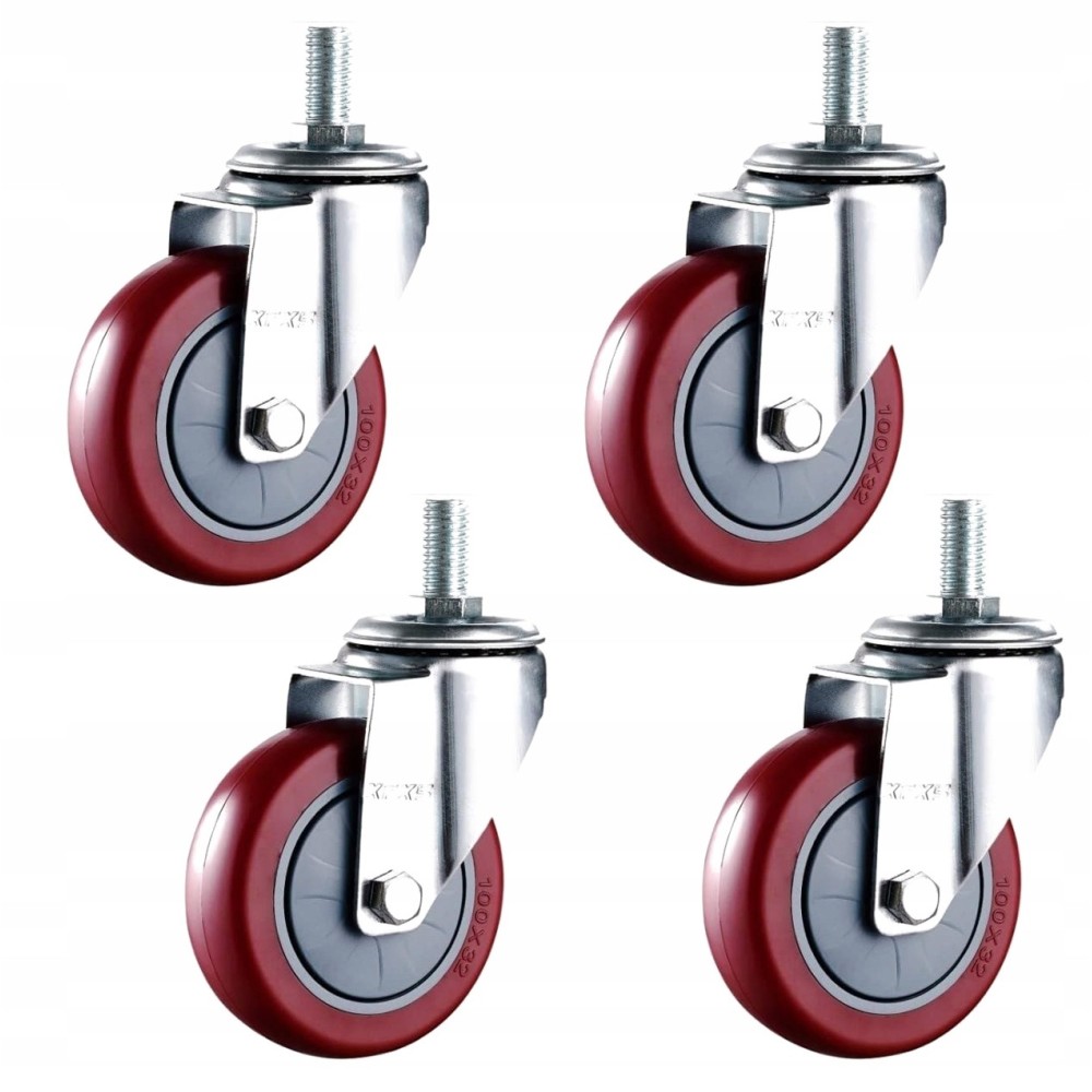 Rouleaux de meubles 125 mm, jusqu'à 140 kg, vis filetées M10, 4 pcs.