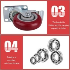 Furniture rollers 125 mm, up to 140 kg, M10 threaded screw, 4 pcs.