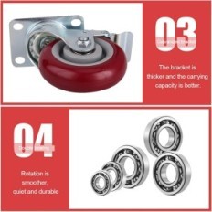 Furniture rollers 125 mm, up to 140 kg, M10 threaded screw, 4 pcs.