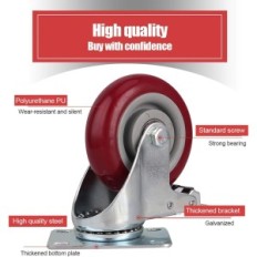 Furniture rollers 125 mm, up to 140 kg, M10 threaded screw, 4 pcs.