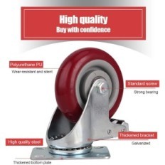 Κυλινδέλλα επίπλων 125 mm, έως 140 kg, βίδα με σπείρωμα M10, 4 τεμ.