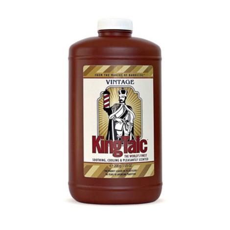 Barbicide King Talc Vintage 200 g profesionálny špeciálny púder na pokožku — pohľad spredu
