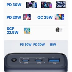 Power Bank Sara, 30 W, 20 000 mAh, 2xusb-C, 1xusb-A, čierna