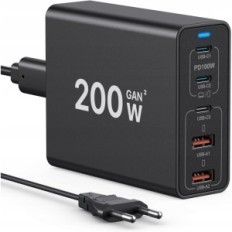 SCCVEE HNT-PD1306 200W AC ADAPTER, 2xUSB-A, 3XUSB-C, Juoda