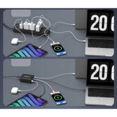 SCCVE HNT-PD1306 200W AC-adapter, 2xUSB-A, 3XUSB-C, zwart