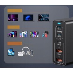 Adattatore CA SCCVEE HNT-PD1306 200W, 2xUSB-A, 3XUSB-C, Nero