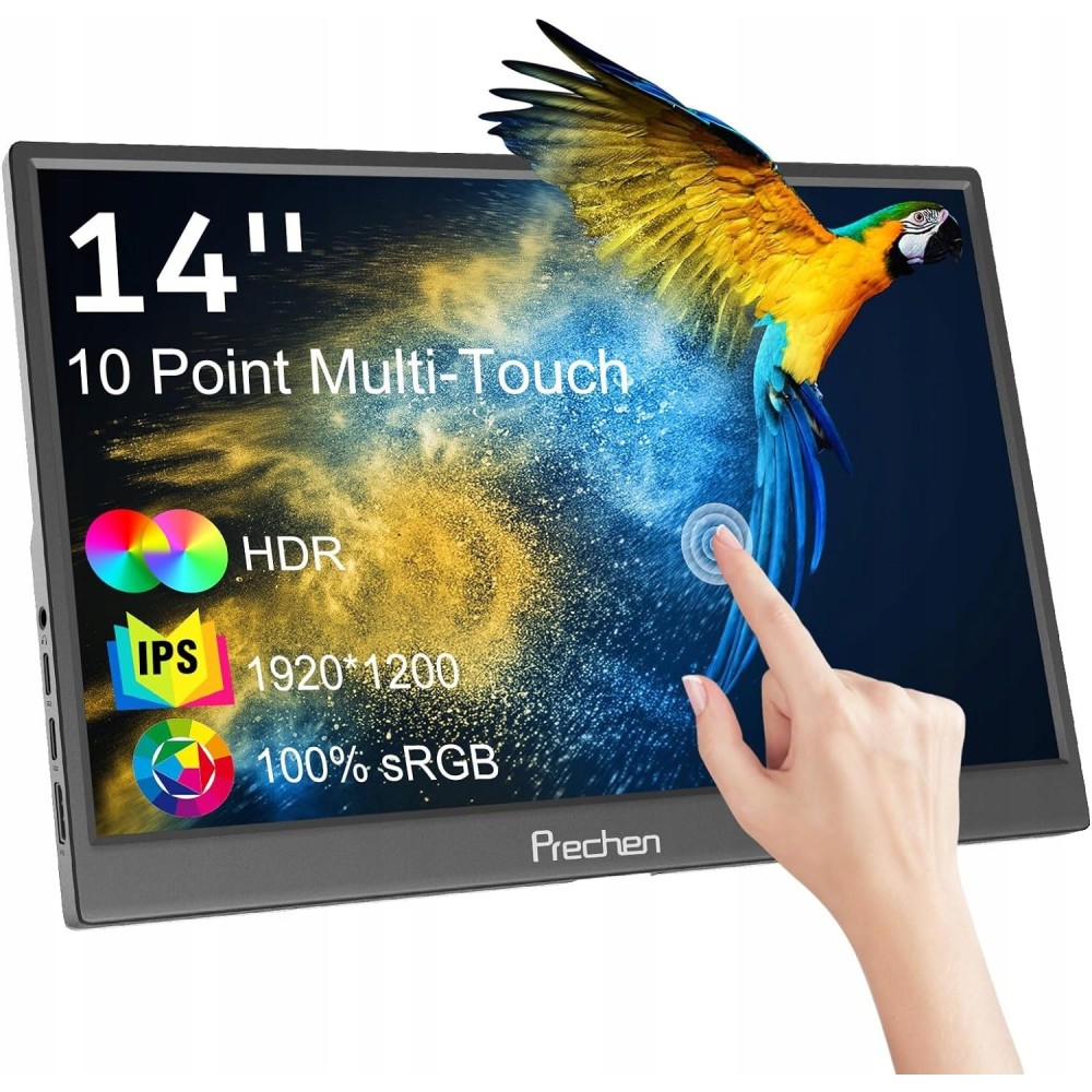 Draagbaar touchscreen PreeCeen 14 "HDR, stand, IPS1920X1200, donkergrijs