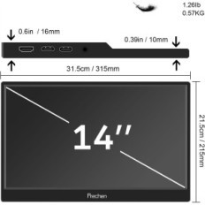 Portable Touch Screen Preechen 14 "HDR, Stand, IPS1920x1200, Dark Gray