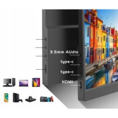 Pantalla táctil portátil Preechen 14 "HDR, STAND, IPS1920x1200, gris oscuro