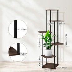 Stalak na 74 cm, metalni, crni hrast