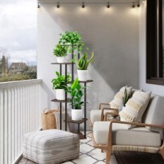 Rack på Yocomomy 6-niveau planter 134 cm, metal, sort eg