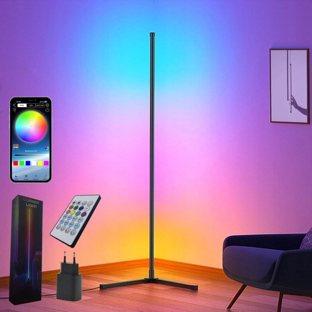 Sotipevs Smart LED grīdas lampa, 153 cm, RGB ar tālvadības pulti un lietojumprogrammu