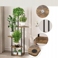 Metalen stand voor planten Hoge Vaszola 5-niveau, 30 x 106cm, zwart