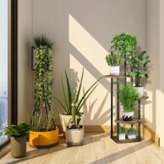 Metal stå for planter High Vaszola 5-nivå, 30 x 106cm, svart