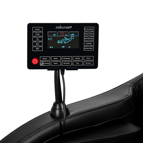Sakura massagefåtölj Classic 305 blå — närbild av reglage