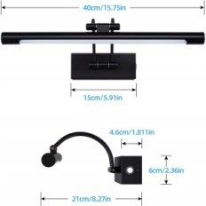 LED Wall Lamp Mantoliit, 10W, 40 cm, seina vannituba, must