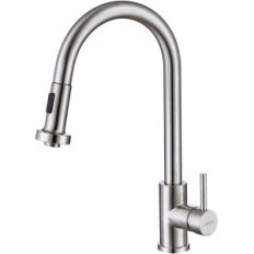 OneCe TR0010 Grifo de cocina con 2 boquillas, acero inoxidable, usado