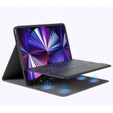 Earto case with QWERTZ keyboard for iPad Pro 12.9, 7 color backlight, black