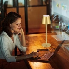 Lampada da tavolo LED wireless Zoeger 3000K, USB-C, IP54, GOLD