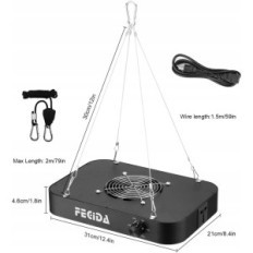 Fecida växtlampa, 12000 lumen, 1000W UV och IR-lampor + fläkt