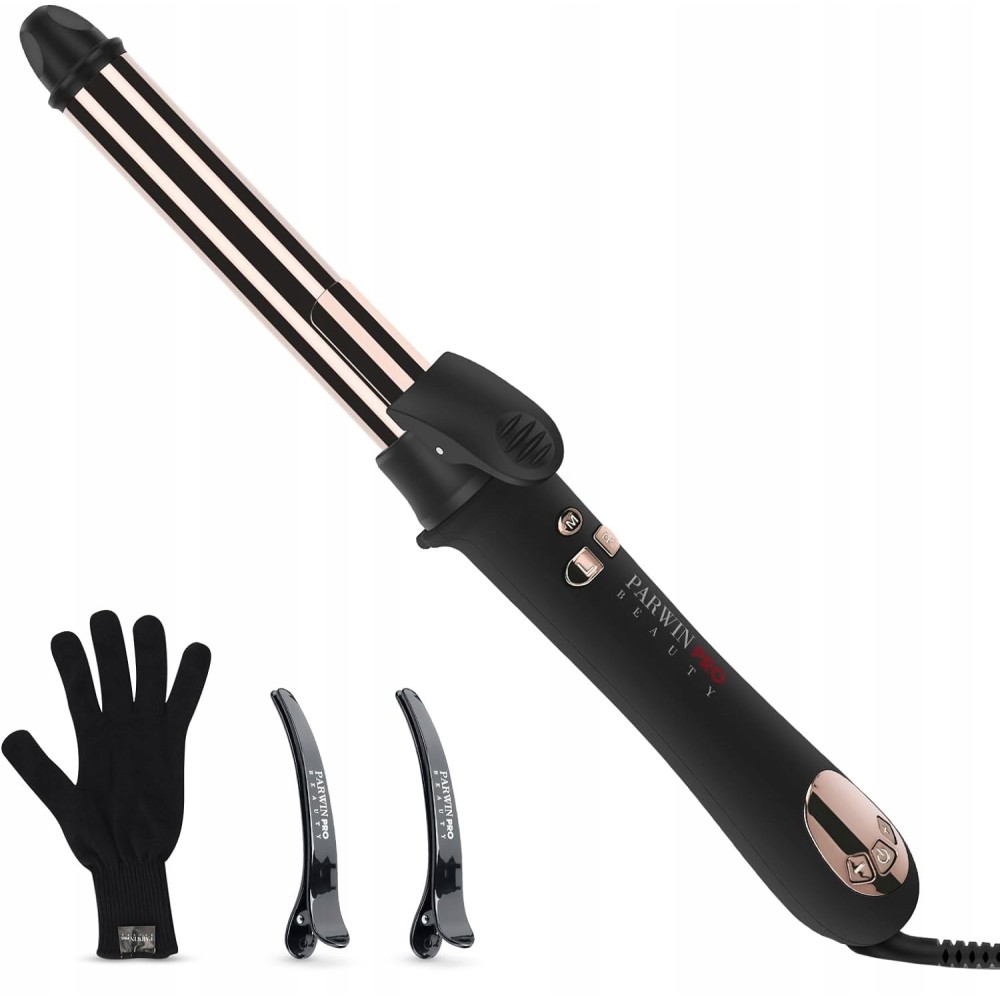 Encrespador de cabelo de Parwin Pro Beauty 25mm com display LCD, 120-210С