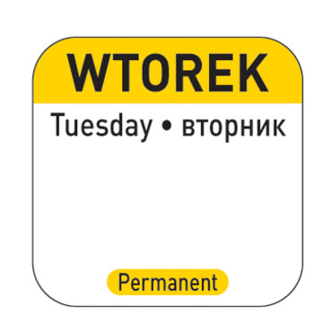 Food Safety stickers on reusable containers Tuesday PL RU EN 1000 pcs. Hendi 850084