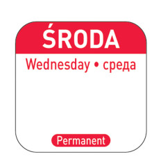 Fødevaresikkerhed klistermærker på genanvendelige containere onsdag DA RU EN 1000 stk. Hendi 850091