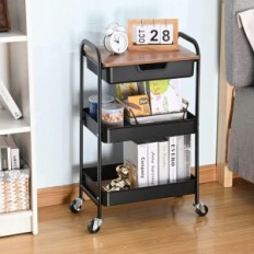 Kuhinjski voziček Kingrack WKUK830549-B, 3-nivo z vrhom, kovinskim