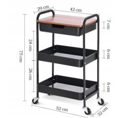 Virtuves ratiņi Kingrack WKUK830549-B, 3 līmenis ar augšējo, metālu