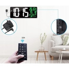 Digitalni zidni sat xrexs s daljinskim upravljačem, 43 x 17,8 cm