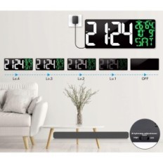 Horloge murale numérique Xrexs avec télécommande, 43 x 17,8 cm