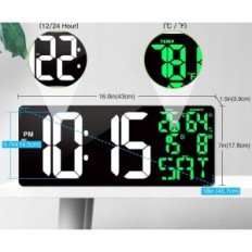 Relógio de parede digital XRexs com controle remoto, 43 x 17,8 cm