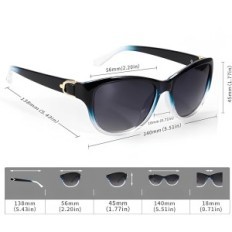 Occhiali da sole da donna LVIOE, occhiali da sole a specchio elegante blu con protezione UV400 e un telaio leggero