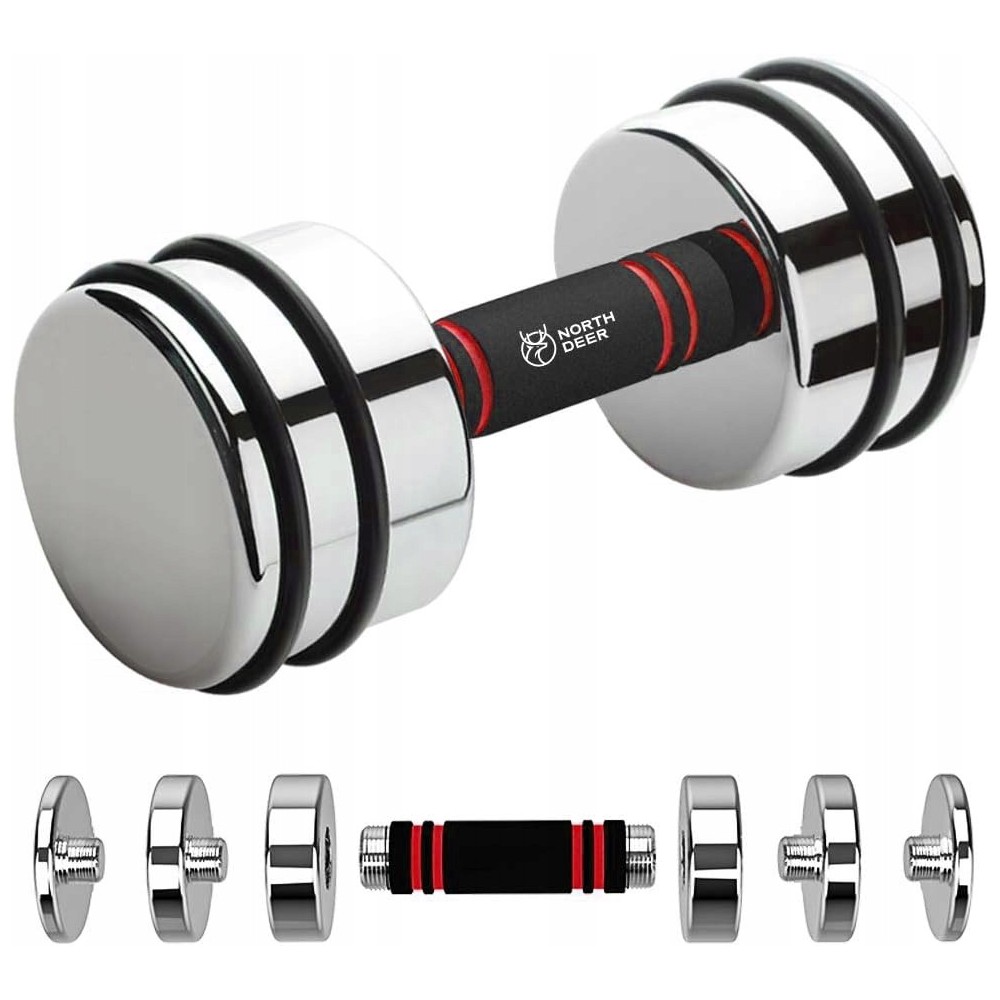 Northdeer 5 kg steel dumbbells, chromed with handles, set of 2 pcs.