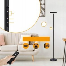Lâmpada de piso Outon 30W 2400 lm 176 cm, com controle remoto, preto