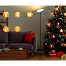 Podlahová lampa OUTON 30W 2400 LM 176 cm, s dálkovým ovládáním, černá