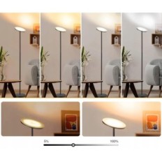 Podlahová lampa OUTON 30W 2400 LM 176 cm, s dálkovým ovládáním, černá