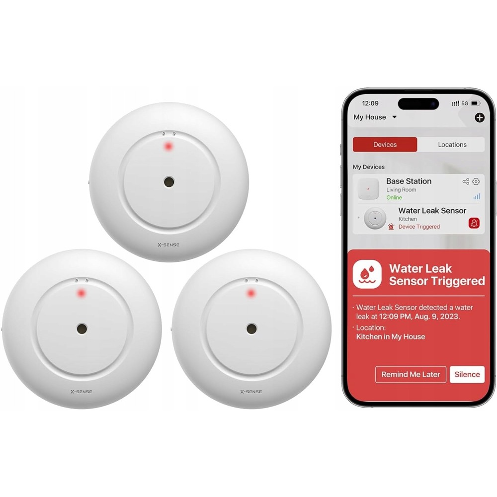 X-Sense SWS51 Vandlækføler med Wi-Fi, 3 stk