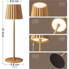 Funtaphanta pbg-1230 bordlampe 2 stk, 37,5cm, guld