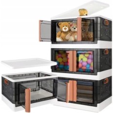 A set of folding boxes Ruiene 4 items x 50 l, stacked home