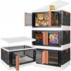 A set of folding boxes Ruiene 4 items x 50 l, stacked home